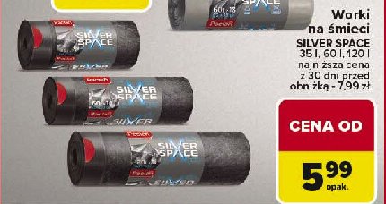 Worki na śmieci 120 l silver space Paclan promocja w Carrefour