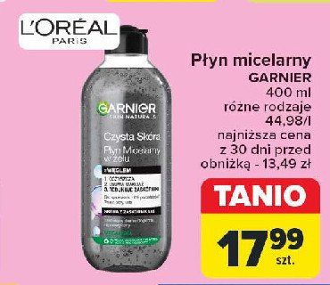 Płyn micelarny 3 w 1 z węglem Garnier czysta skóra promocja