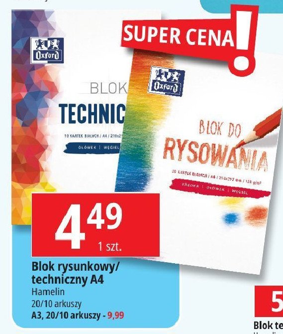 Blok techniczny a3 10 k. biały Oxford promocja