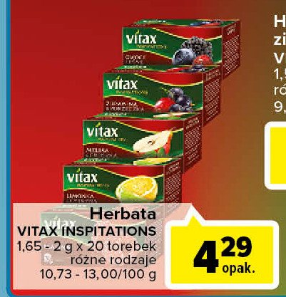 Herbata żurawina & porzeczka Vitax inspirations promocje