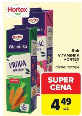 Sok VITAMINKA HORTEX różne rodzaje 1 l promocja w Carrefour