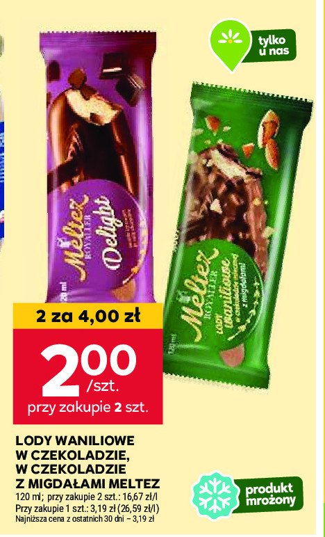 Lody na patyku orzechowe w czekoladzie Meltez royaller promocja w Stokrotka