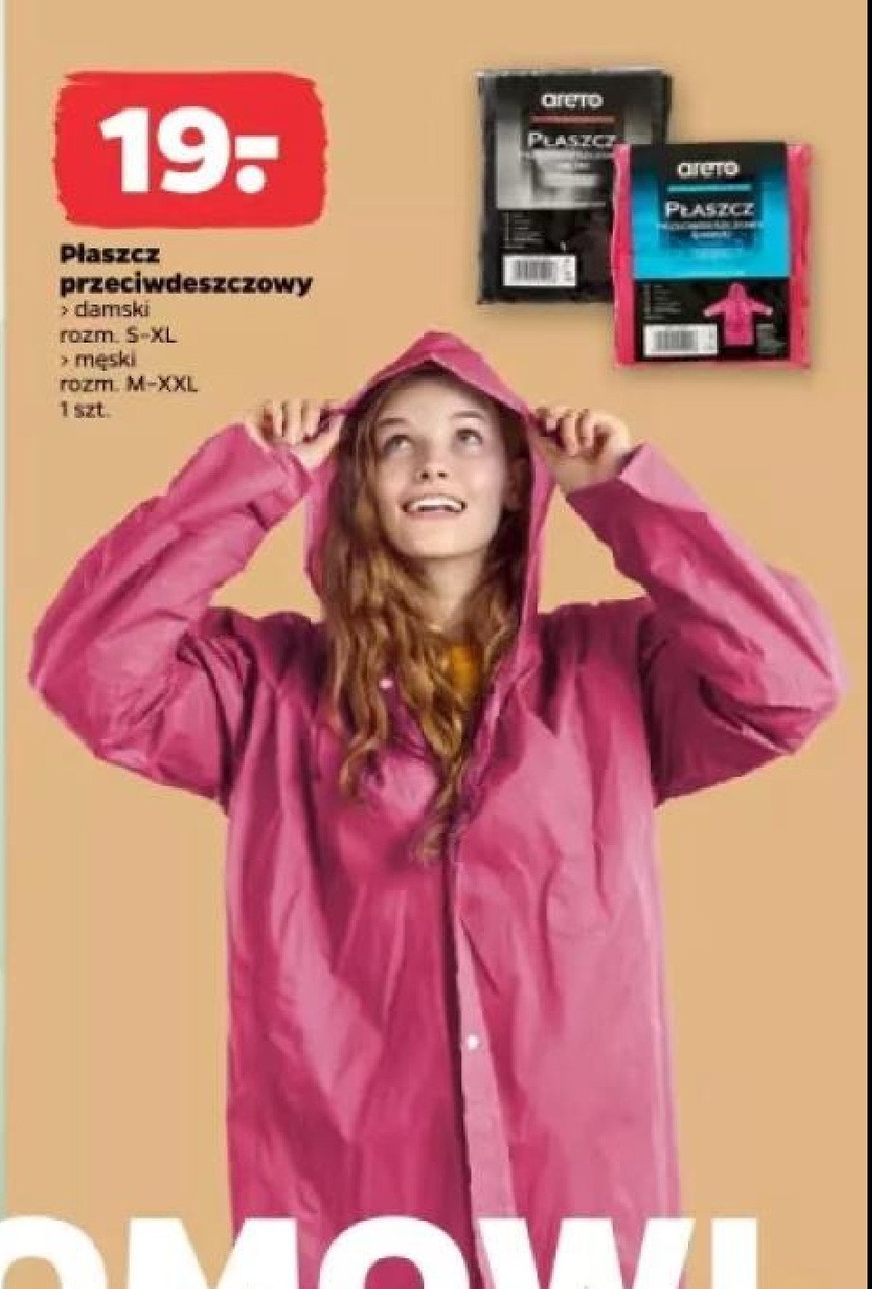 Płaszcz przeciwdeszczowy damski rozm. s-xl Areto promocja w Netto