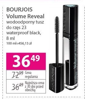 Tusz do rz臋s wodoodporny black 23 BOURJOIS VOLUME REVEAL promocja
