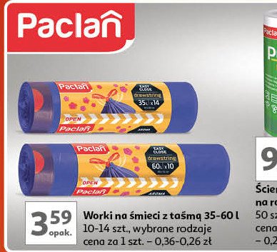 Worki na śmieci 35 l easy close Paclan promocja w Auchan