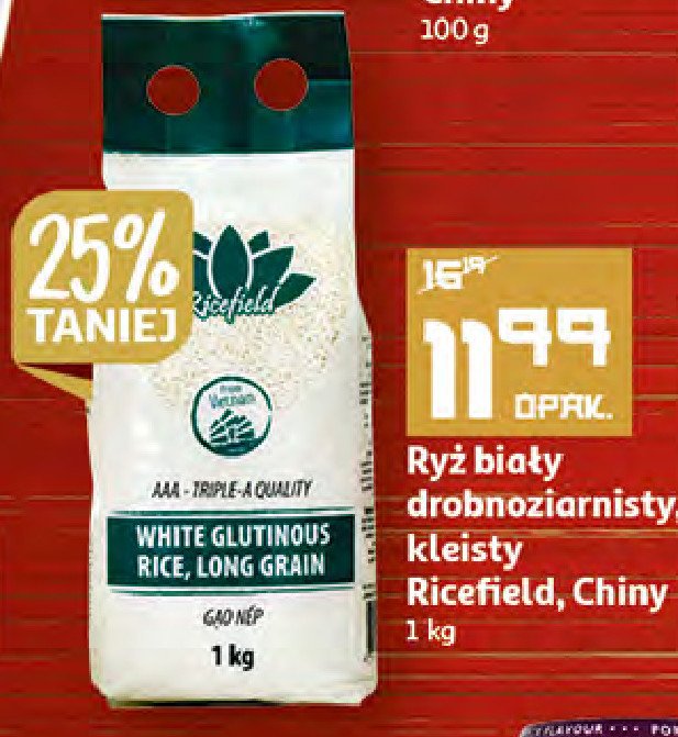 Ryż biały długoziarnisty kleisty RICEFIELD promocja