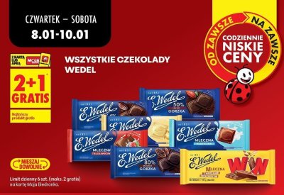 Wszystkie czekolady Wedel 2+1 GRATIS promocja