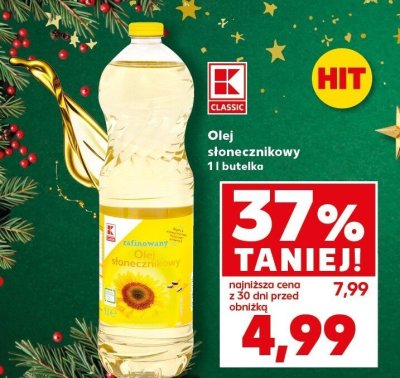 Olej słonecznikowy K CLASSIC 1 l butelka promocja w Kaufland