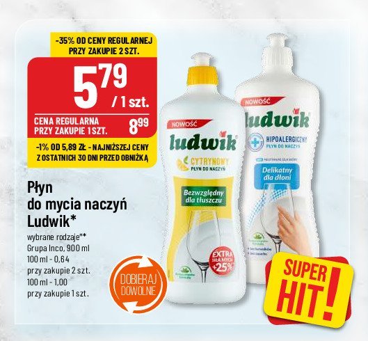 Płyn do mycia naczyń hipoalergiczny Ludwik promocja