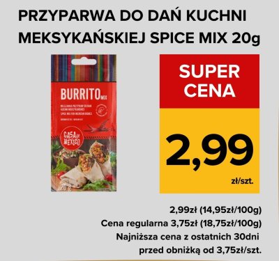 Przyprawa do dań kuchni meksykańskiej Spice Mix 20g promocja w Supeco