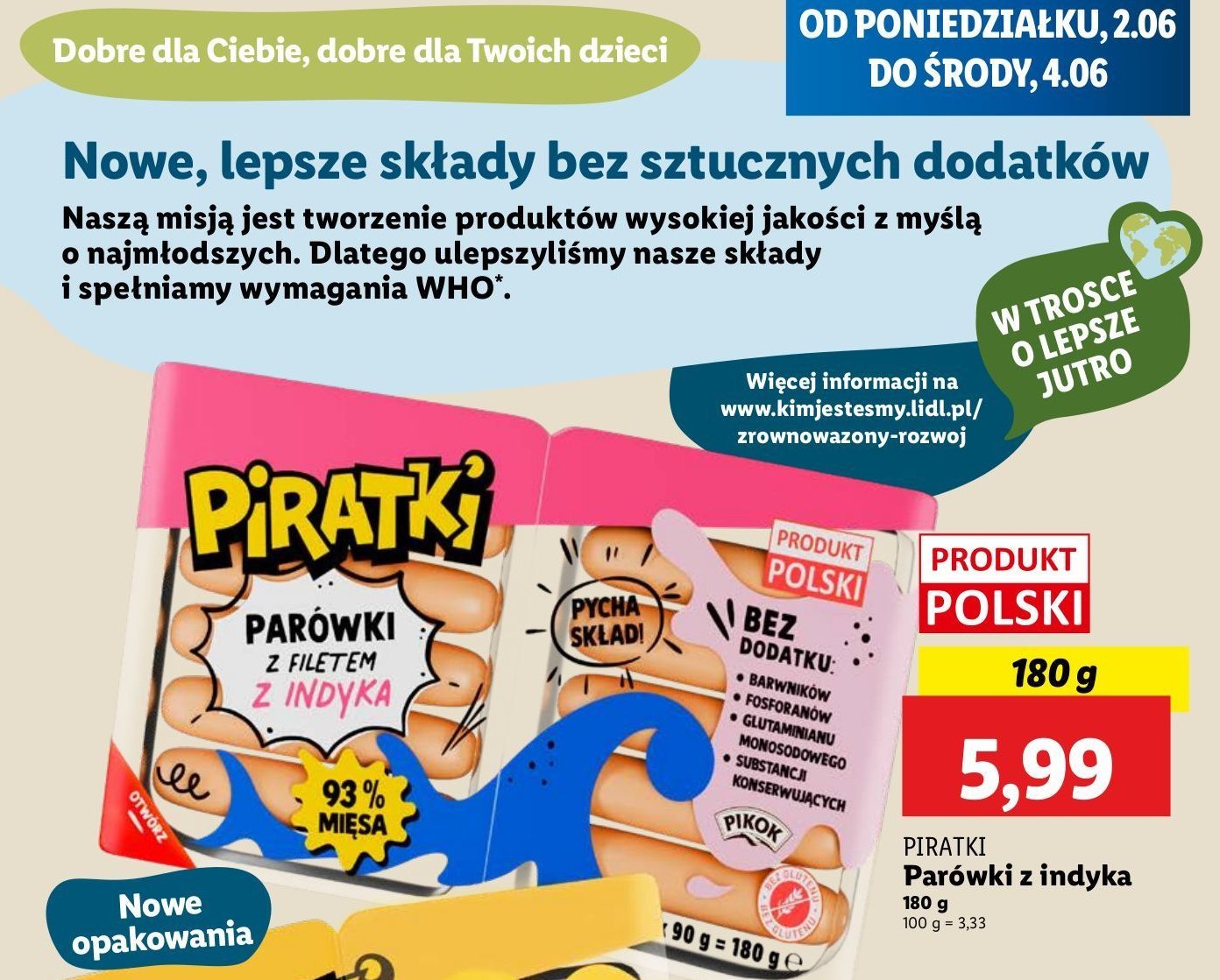 Parówki z indyka Pikok piratki promocja w Lidl