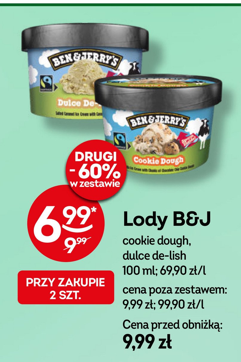 Lody dulce de-lish Ben & jerry's promocja w Żabka