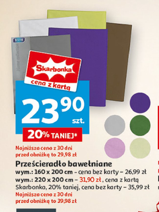 Prześcieradło bawełniane 160 x 200 cm promocja