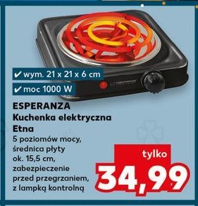 Kuchenka elektryczna etna 1000 w Esperanza promocja