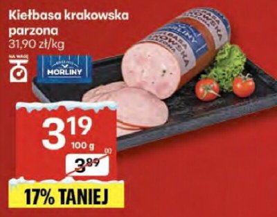 Kiełbasa krakowska parzona 100g promocja w Delikatesy Centrum