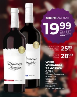Wino Winiarnia Zamojska 0,75 L promocja w Duży Ben