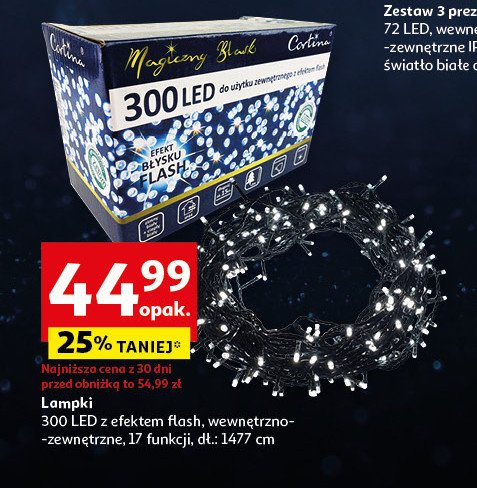 Lampki led zewnętrzne 300 led Cortina promocja w Auchan