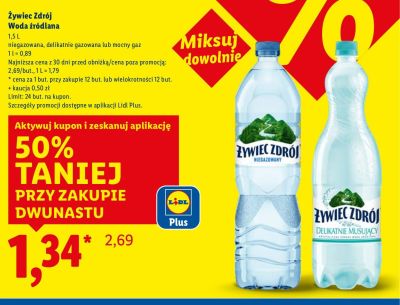 Woda źródlana delikatnie gazowana 1,5 L promocja w Lidl