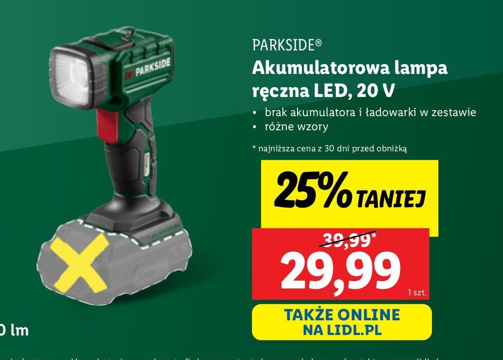 Lampa akumulatorowa robocza Parkside promocja w Lidl