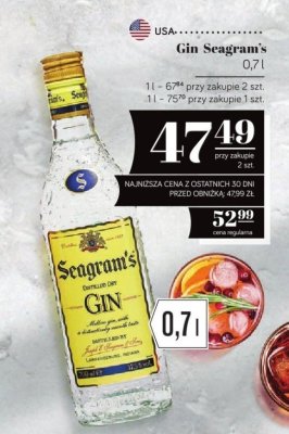 Gin Seagram's 0,7l promocja w POLOmarket