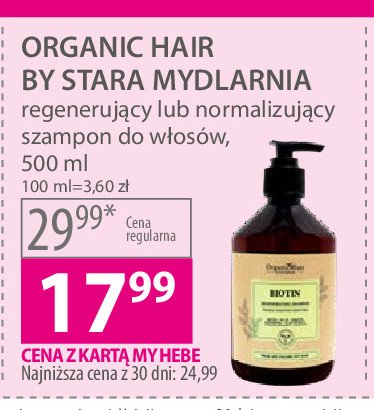 Szampon do włosów normalizujący ORGANIC HAIR BY STARA MYDLARNIA promocja