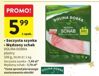 Wędzony schab Dolina Dobra plastry promocja w Intermarche