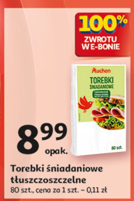 Torebki śniadaniowe tłuszczoszczelne Auchan promocja