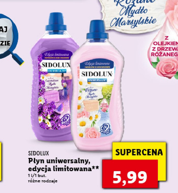 Płyn do mycia różane mydło marsylskie Sidolux uniwersalny promocja