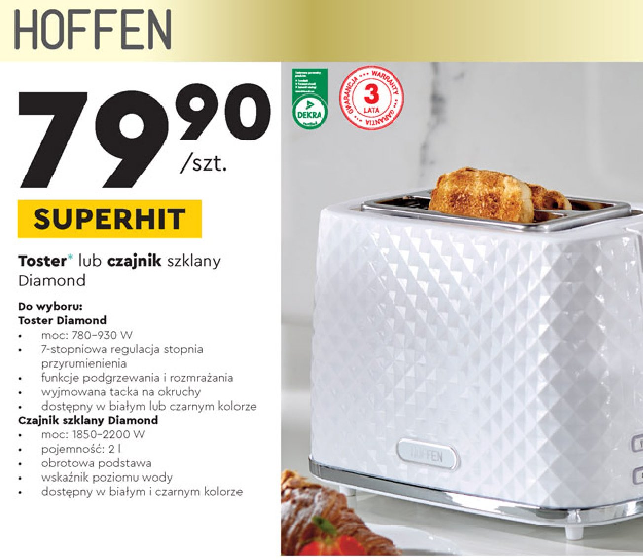 Czajnik diamond 2 l bia艂y Hoffen promocja