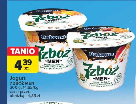 Jogurt jabłko-pomarańcza Bakoma 7 zbóż men promocja