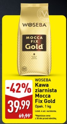 Kawa ziarnista Woseba Mocca Fix Gold promocja w Aldi