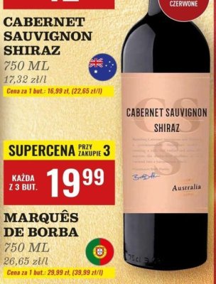 Wino Cabernet Sauvignon Shiraz 750ml promocja w Biedronka