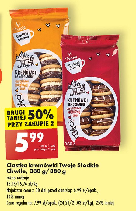 Kremówki dekorowane czekoladowo-wiśniowe Słodka chwila Słodka (ciastka) promocja
