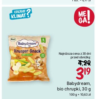 Chrupki kukurydziane o smaku jabłka i banana Babydream promocja