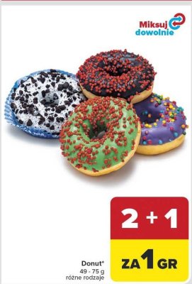 Donut różne rodzaje 49-75 g promocja w Carrefour