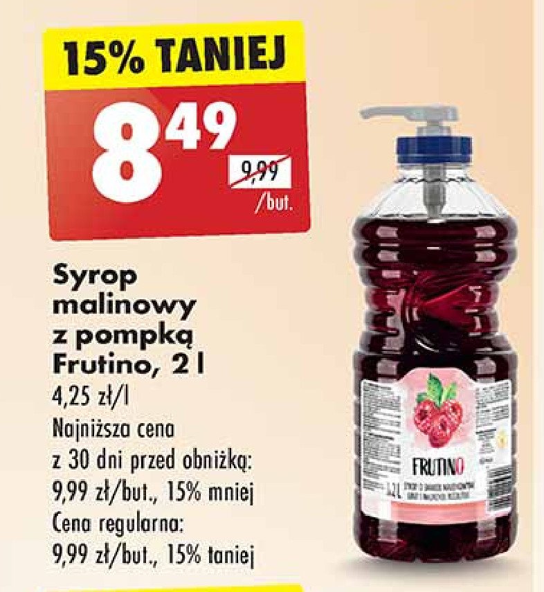 Syrop malinowy z pompką FRUTINO promocja