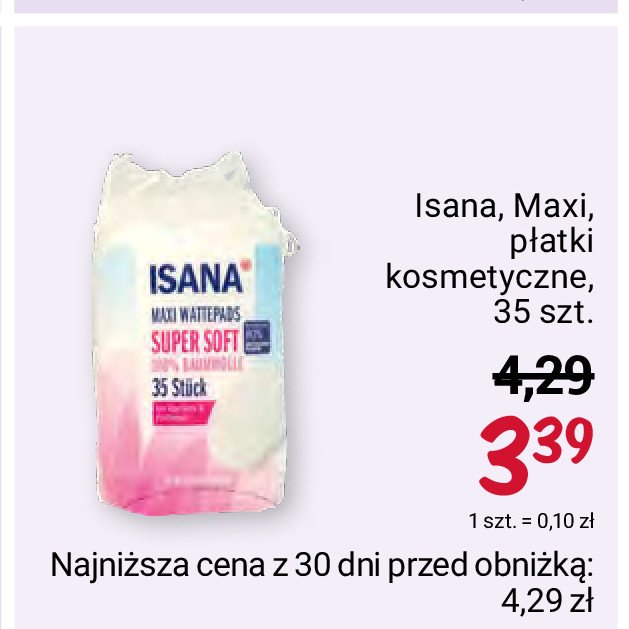 Płatki kosmetyczne maxi Isana promocja