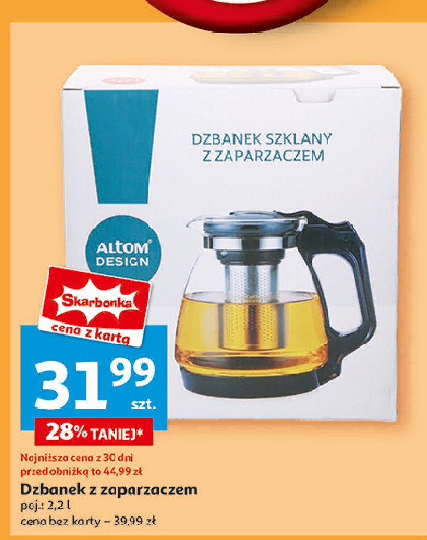 Dzbanek szklany z zaparzaczem 2.2 l Altom promocja