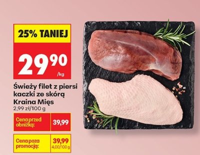 Świeży filet z piersi kaczki ze skórą  promocja w Biedronka