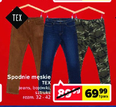 Spodnie męskie sztruksowe 32-42 cm Tex promocja