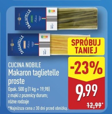 Makaron tagliatelle proste  promocja w Aldi