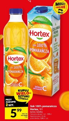 Sok 100% pomarańcza Hortex promocja w Twój Market