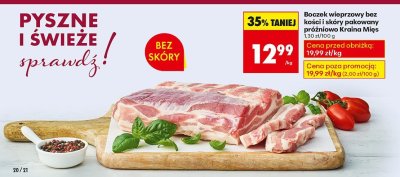 Boczek wieprzowy bez kości i skóry pakowany próżniowo Kraina Mięs promocja w Biedronka
