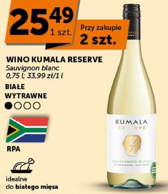 Wino Kumala Reserve Sauvignon Blanc białe wytrawne promocja w Euro Sklep