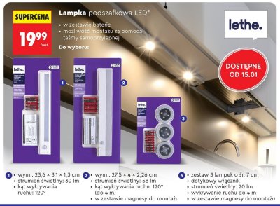 Lampka podszafkowa LED lethe - wym.: 27,5 × 4 × 2,26 cm promocja w Biedronka