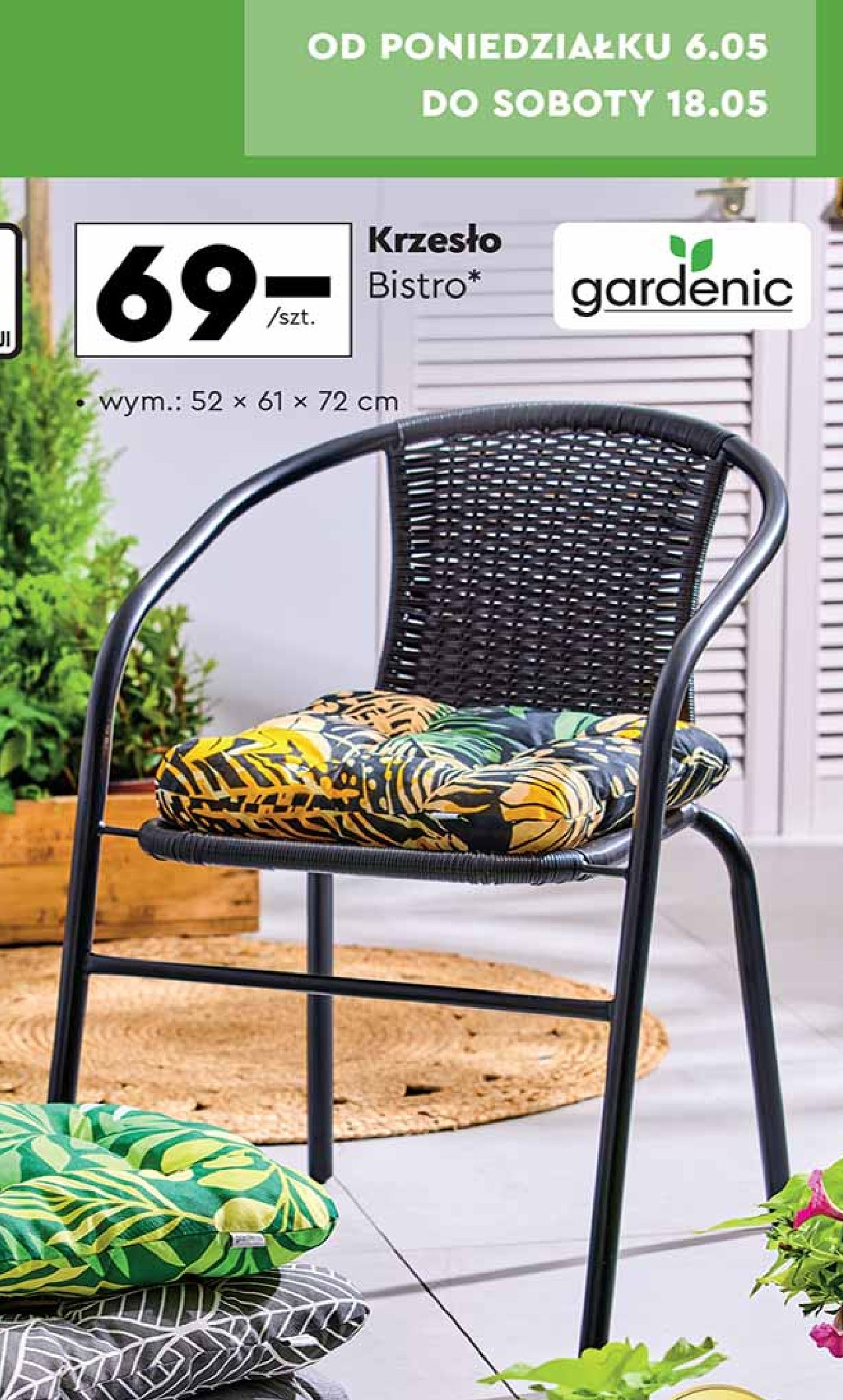 Krzesło bistro 52 x 61 x 70 cm Gardenic promocja
