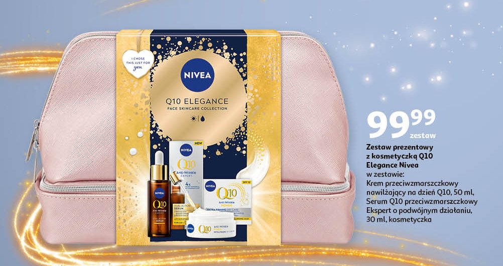 Zestaw w kosmetyczce q10 elegance: krem na dzień spf15 50 ml + serum precyzyjny 15 ml Nivea zestaw promocja w Auchan