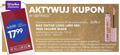Tusz do rzęs Max Factor Long Lash Era 2000 Calorie Black promocja w Super-Pharm