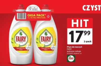 Płyn do naczyń FAIRY wybrane rodzaje 2 x 0,9 l promocja w Intermarche