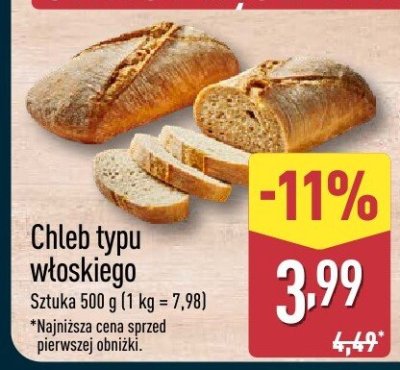 Chleb typu włoskiego promocja w Aldi